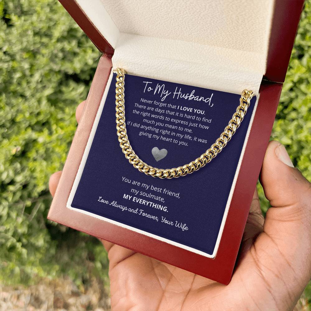 "To My Husband" Cuban Chain Necklace – A Timeless Token of Love