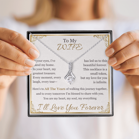 To My Wife - Sparkling Anniversary Necklace | Romantic Jewelry for Milestone Celebrations (10th, 25th, 40th, 50th)