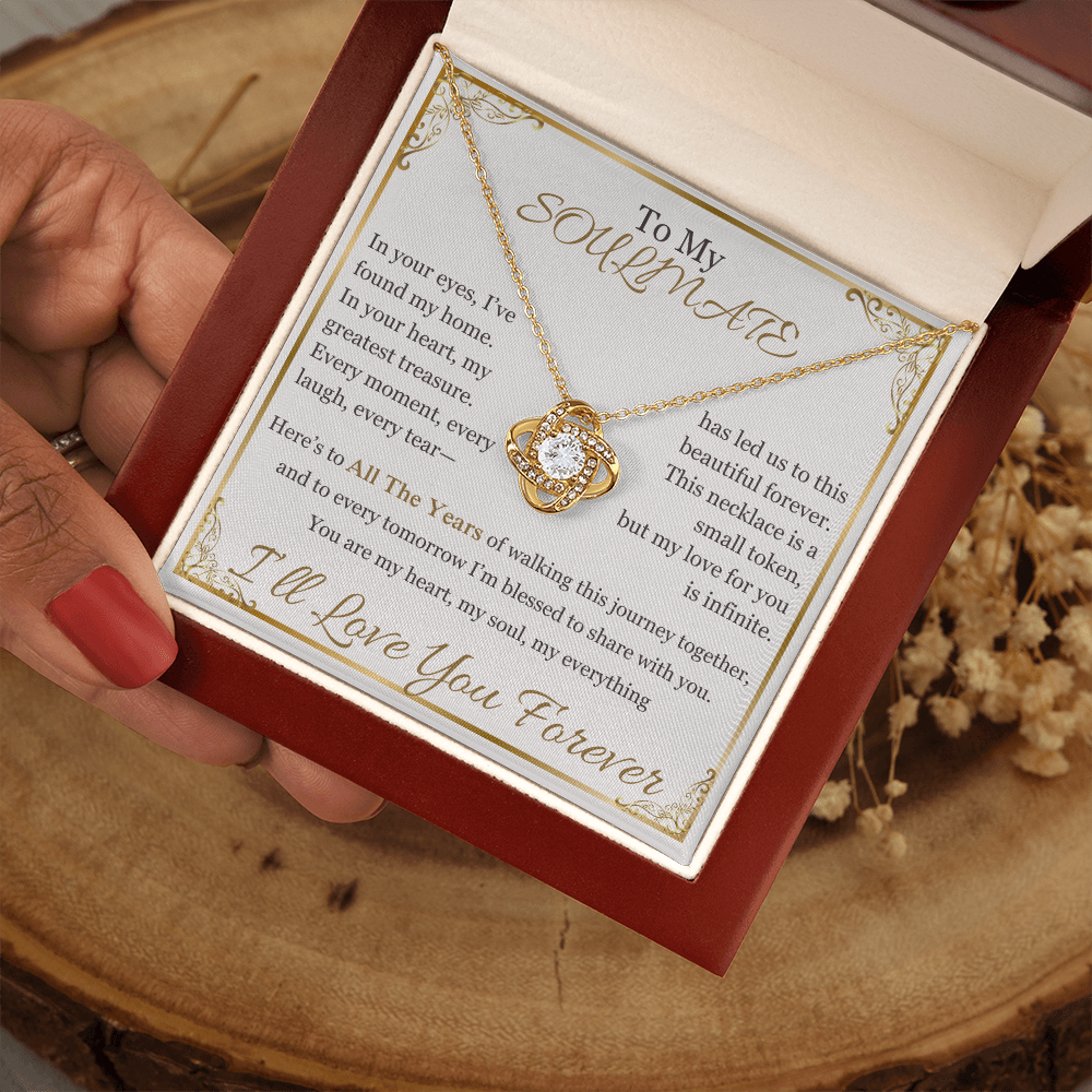 "To My Soulmate" Necklace – Elegant Cushion-Cut Pendant with Heartfelt Message LKN