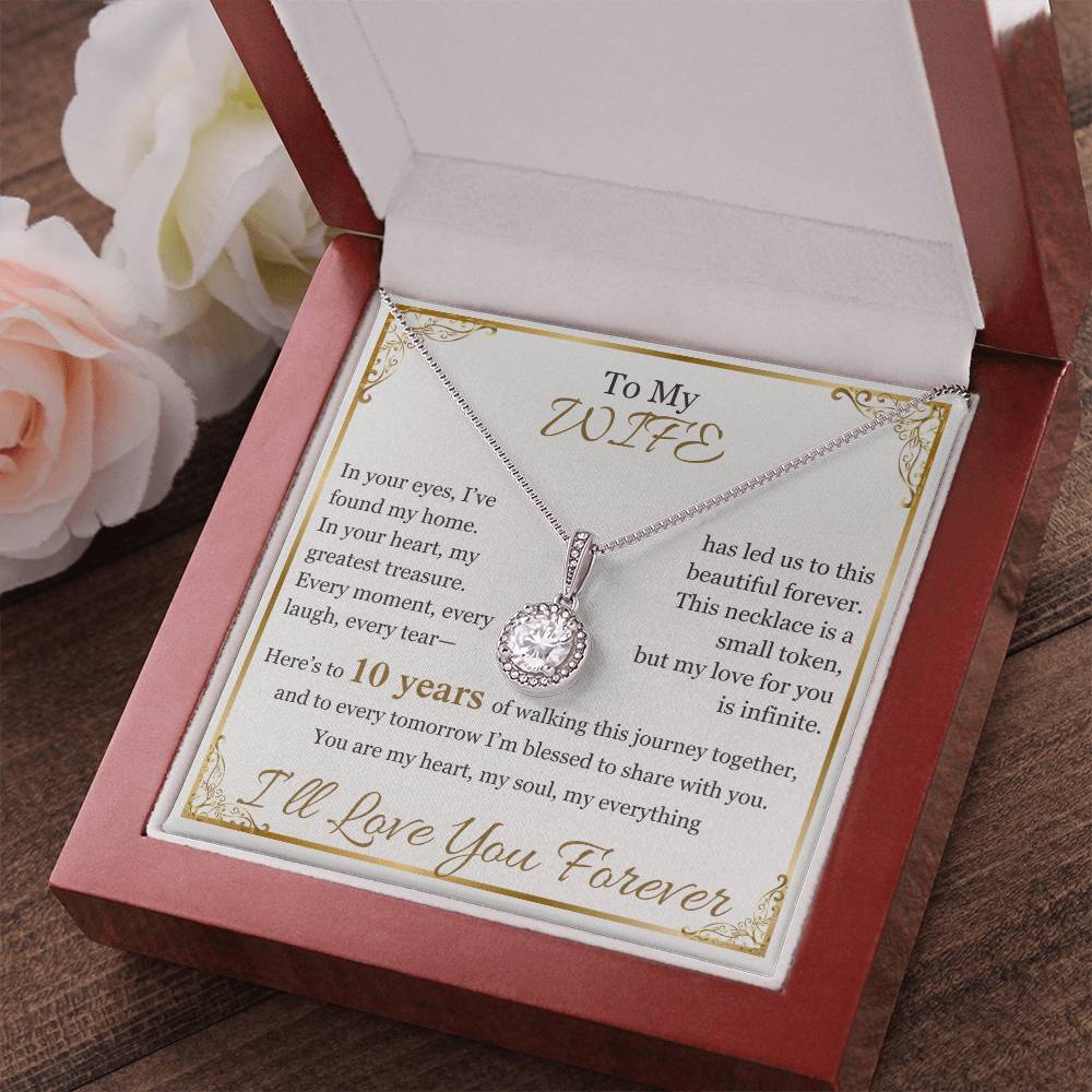 To My Wife - Sparkling Anniversary Necklace | Romantic Jewelry for Milestone Celebrations (10th, 25th, 40th, 50th)