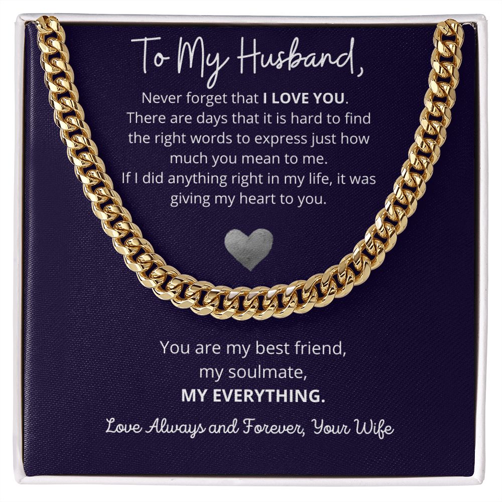 "To My Husband" Cuban Chain Necklace – A Timeless Token of Love