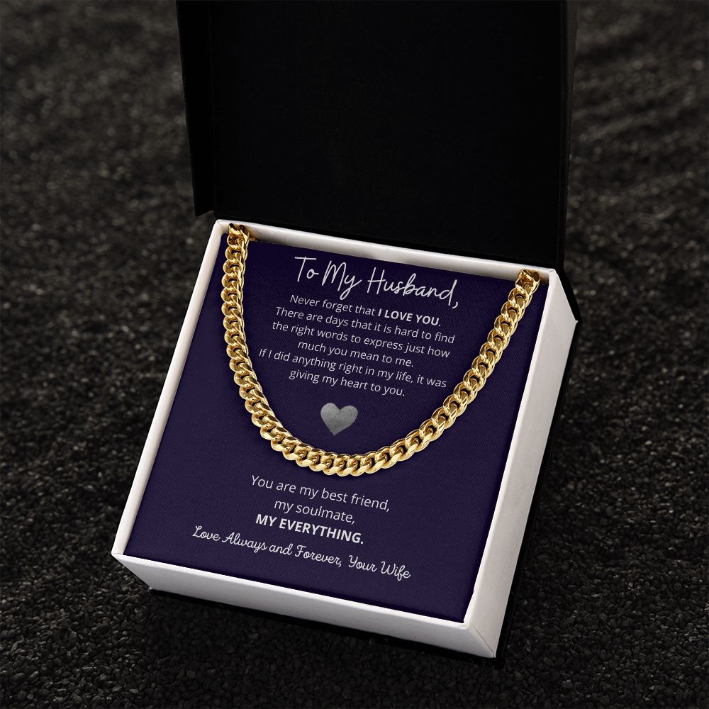 "To My Husband" Cuban Chain Necklace – A Timeless Token of Love