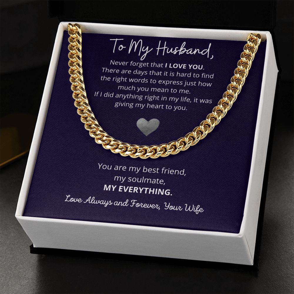 "To My Husband" Cuban Chain Necklace – A Timeless Token of Love