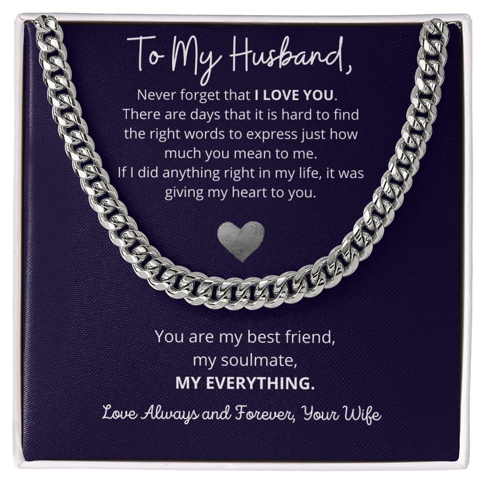 "To My Husband" Cuban Chain Necklace – A Timeless Token of Love