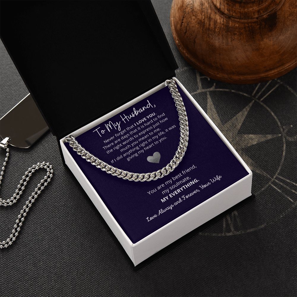 "To My Husband" Cuban Chain Necklace – A Timeless Token of Love