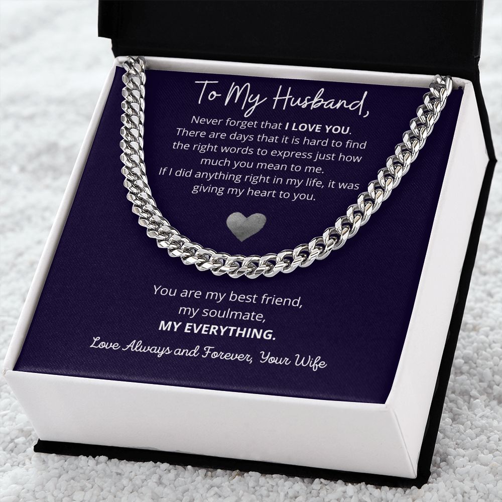 "To My Husband" Cuban Chain Necklace – A Timeless Token of Love