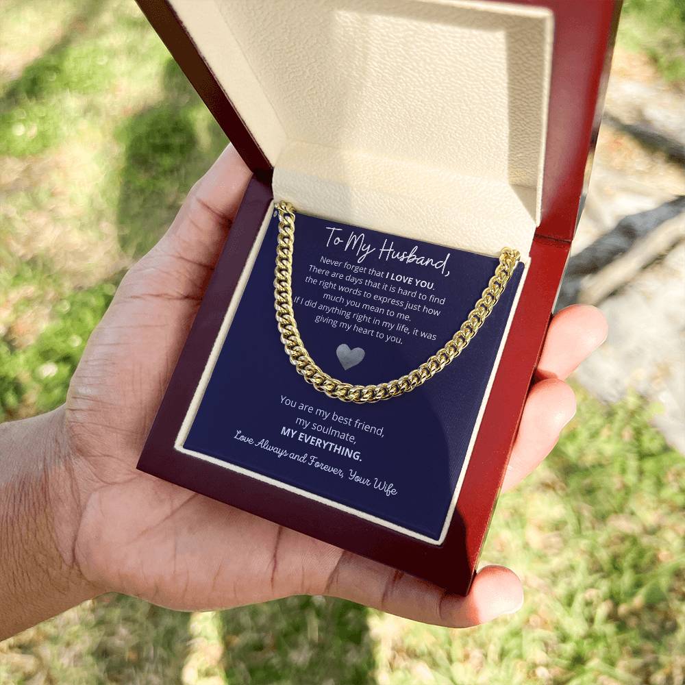 "To My Husband" Cuban Chain Necklace – A Timeless Token of Love