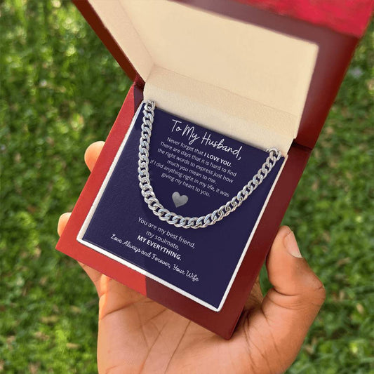 "To My Husband" Cuban Chain Necklace – A Timeless Token of Love