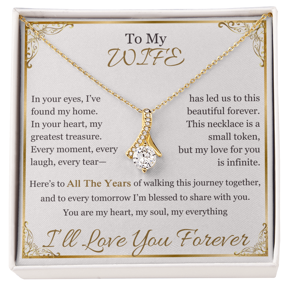 To My Wife - Sparkling Anniversary Necklace | Romantic Jewelry for Milestone Celebrations (10th, 25th, 40th, 50th)