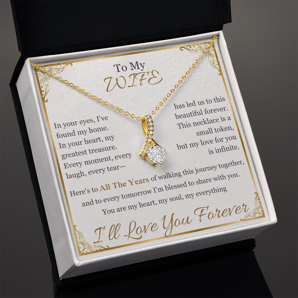 To My Wife - Sparkling Anniversary Necklace | Romantic Jewelry for Milestone Celebrations (10th, 25th, 40th, 50th)