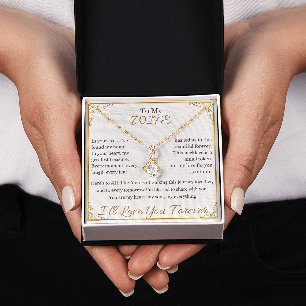 To My Wife - Sparkling Anniversary Necklace | Romantic Jewelry for Milestone Celebrations (10th, 25th, 40th, 50th)