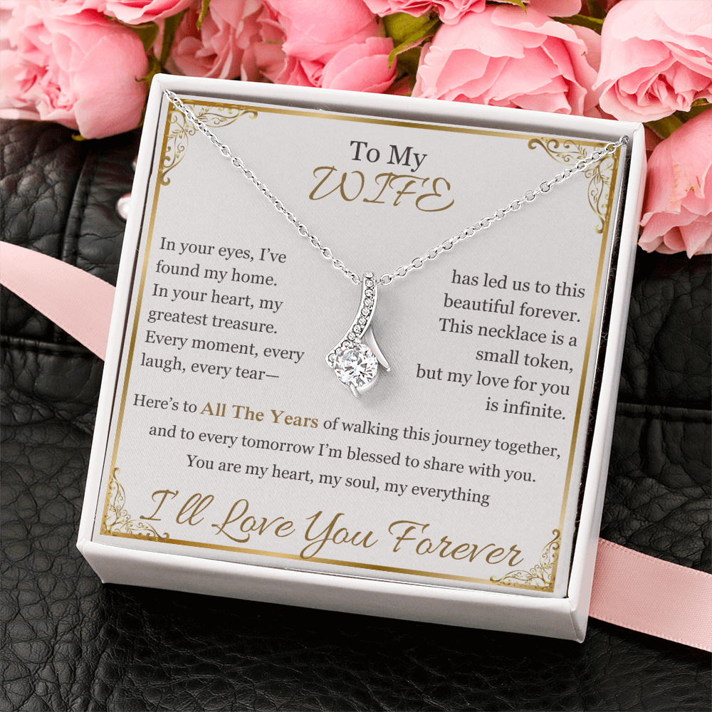 To My Wife - Sparkling Anniversary Necklace | Romantic Jewelry for Milestone Celebrations (10th, 25th, 40th, 50th)