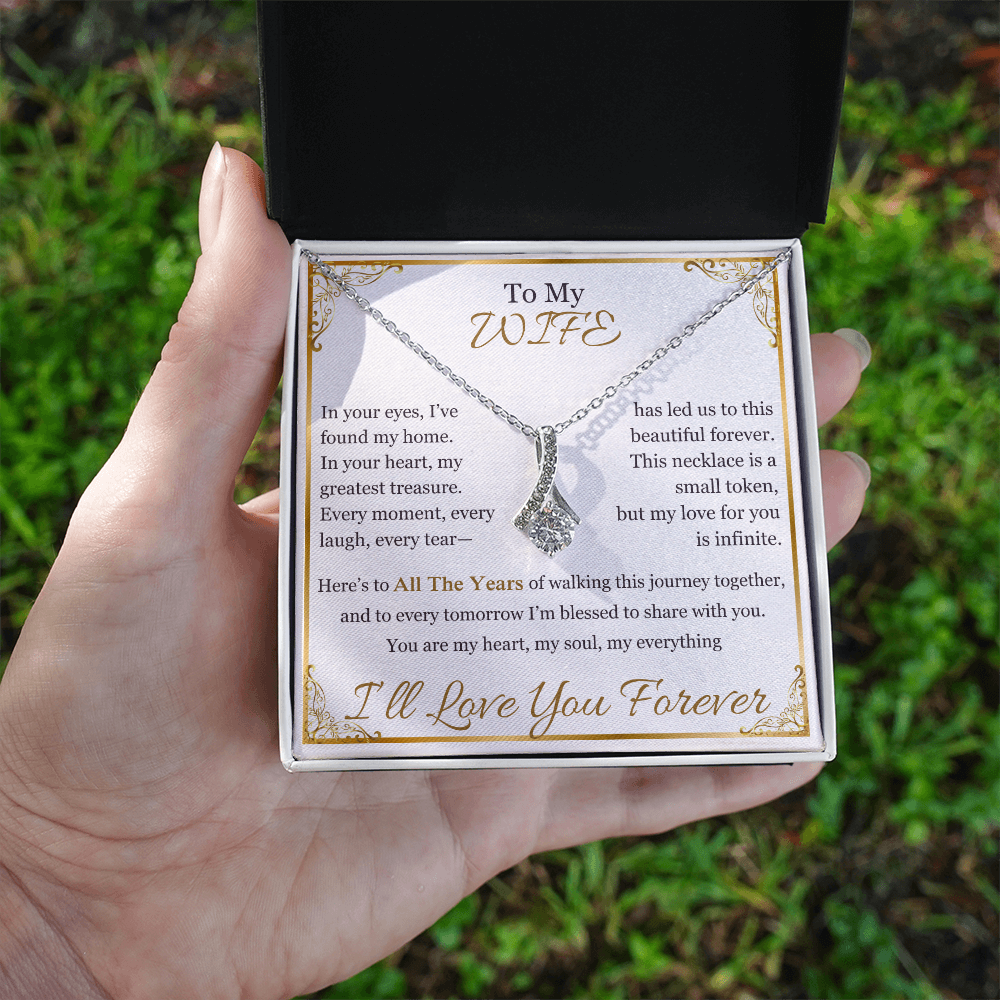 To My Wife - Sparkling Anniversary Necklace | Romantic Jewelry for Milestone Celebrations (10th, 25th, 40th, 50th)