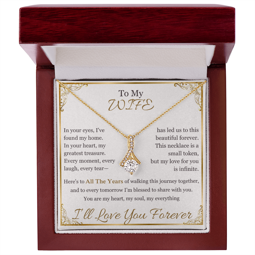 To My Wife - Sparkling Anniversary Necklace | Romantic Jewelry for Milestone Celebrations (10th, 25th, 40th, 50th)