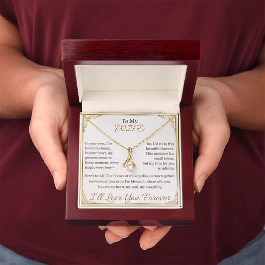 To My Wife - Sparkling Anniversary Necklace | Romantic Jewelry for Milestone Celebrations (10th, 25th, 40th, 50th)