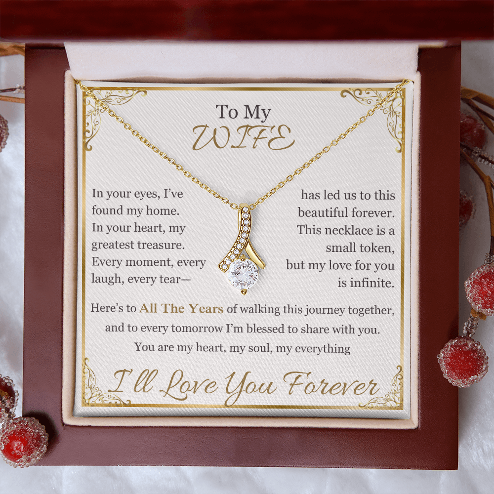 To My Wife - Sparkling Anniversary Necklace | Romantic Jewelry for Milestone Celebrations (10th, 25th, 40th, 50th)