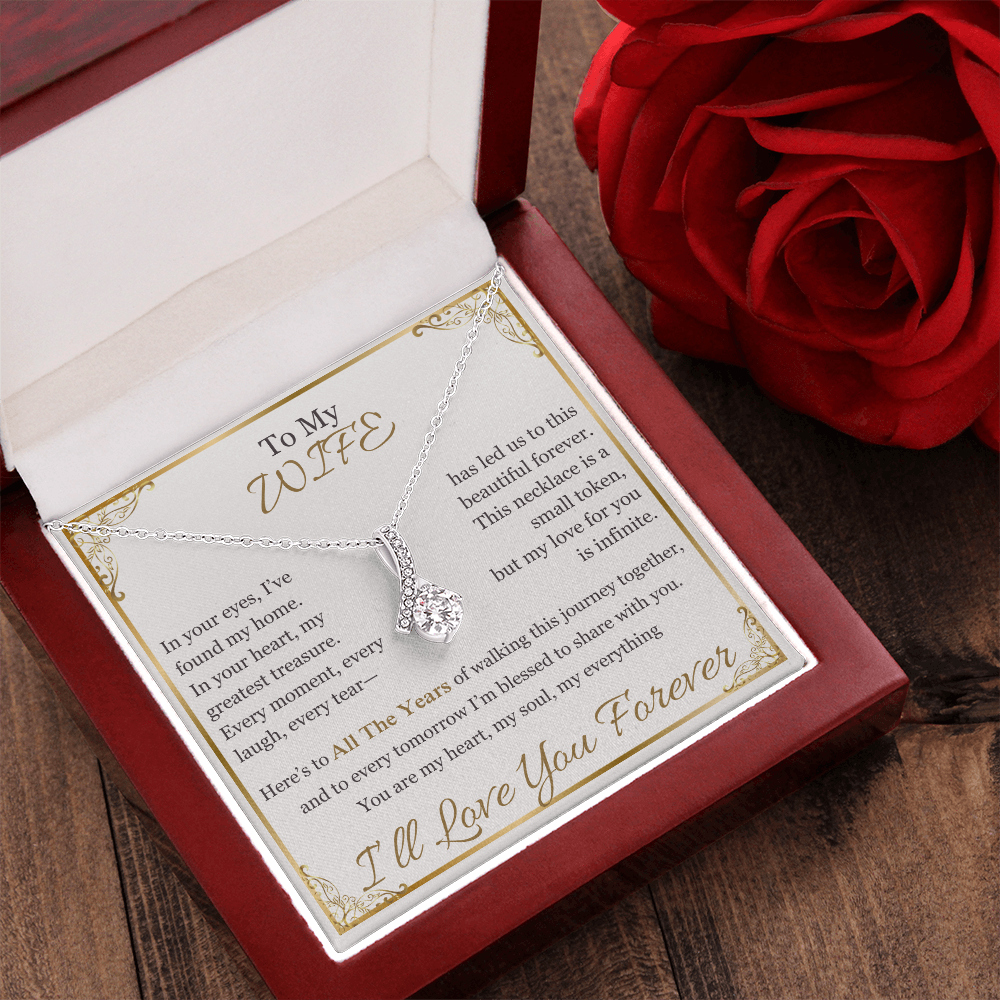 To My Wife - Sparkling Anniversary Necklace | Romantic Jewelry for Milestone Celebrations (10th, 25th, 40th, 50th)