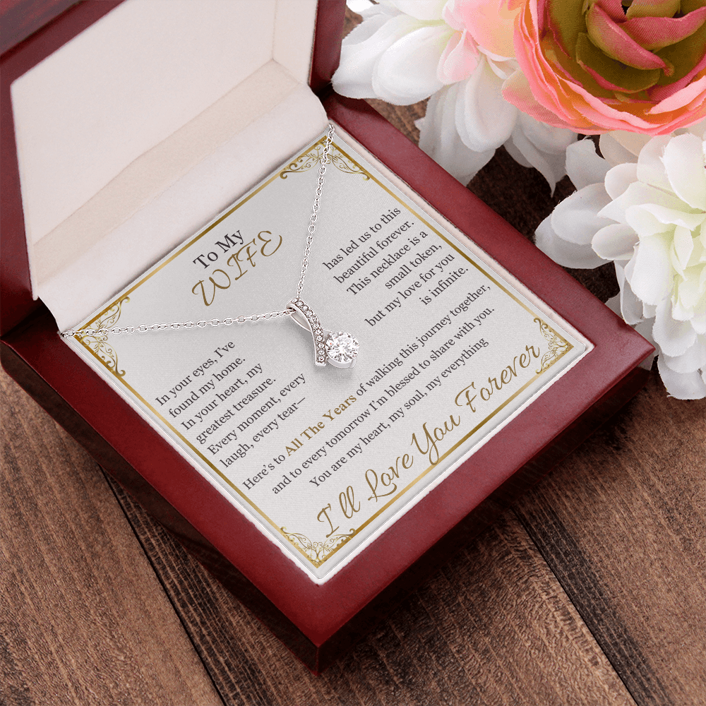 To My Wife - Sparkling Anniversary Necklace | Romantic Jewelry for Milestone Celebrations (10th, 25th, 40th, 50th)