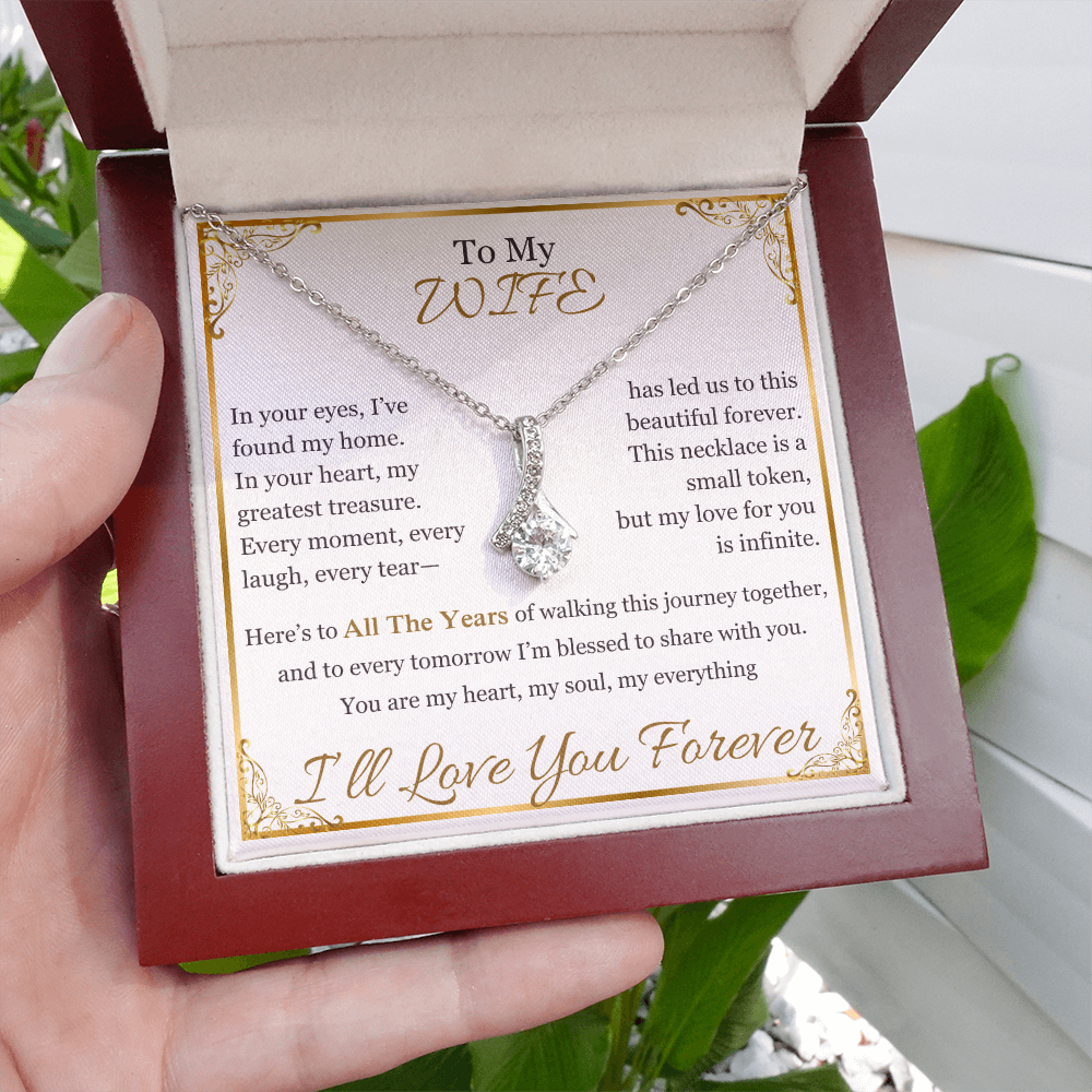 To My Wife - Sparkling Anniversary Necklace | Romantic Jewelry for Milestone Celebrations (10th, 25th, 40th, 50th)