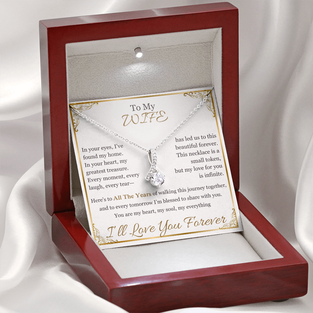 To My Wife - Sparkling Anniversary Necklace | Romantic Jewelry for Milestone Celebrations (10th, 25th, 40th, 50th)