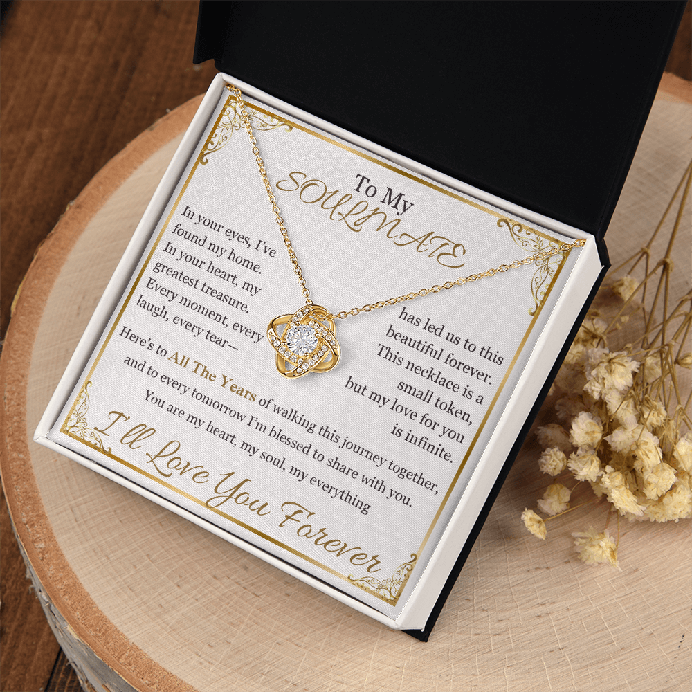 "To My Soulmate" Necklace – Elegant Cushion-Cut Pendant with Heartfelt Message LKN