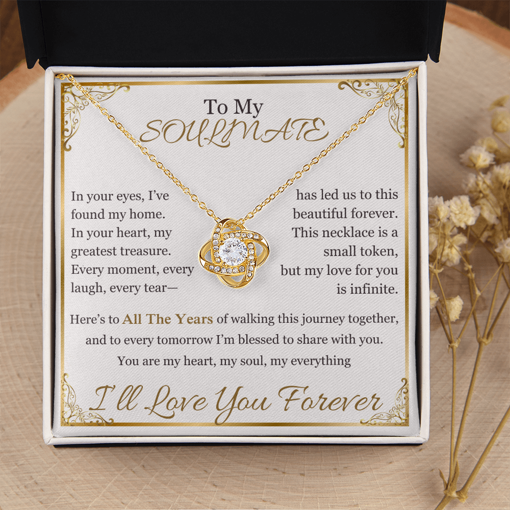 "To My Soulmate" Necklace – Elegant Cushion-Cut Pendant with Heartfelt Message LKN