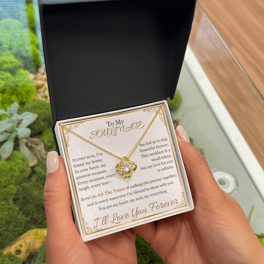 "To My Soulmate" Necklace – Elegant Cushion-Cut Pendant with Heartfelt Message LKN