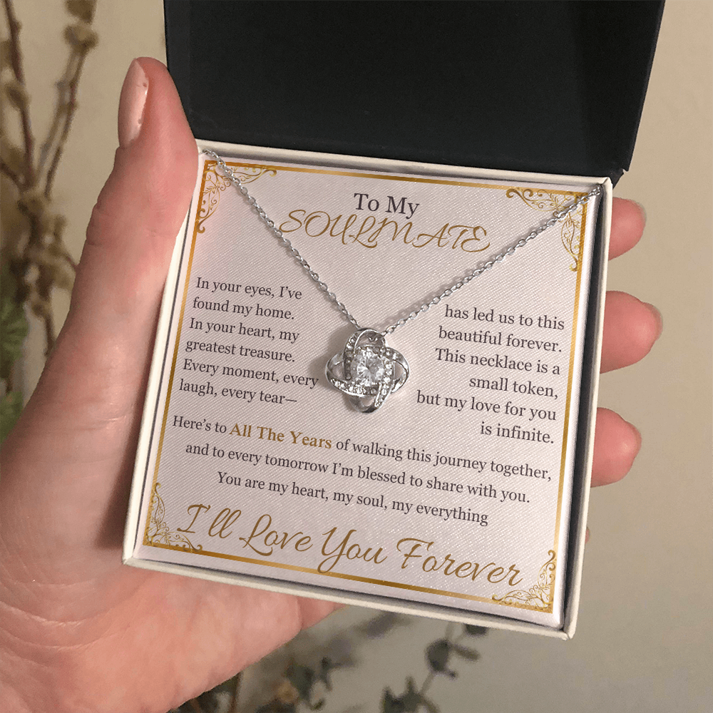 "To My Soulmate" Necklace – Elegant Cushion-Cut Pendant with Heartfelt Message LKN