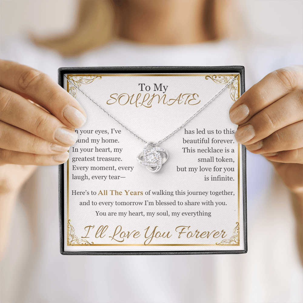 "To My Soulmate" Necklace – Elegant Cushion-Cut Pendant with Heartfelt Message LKN