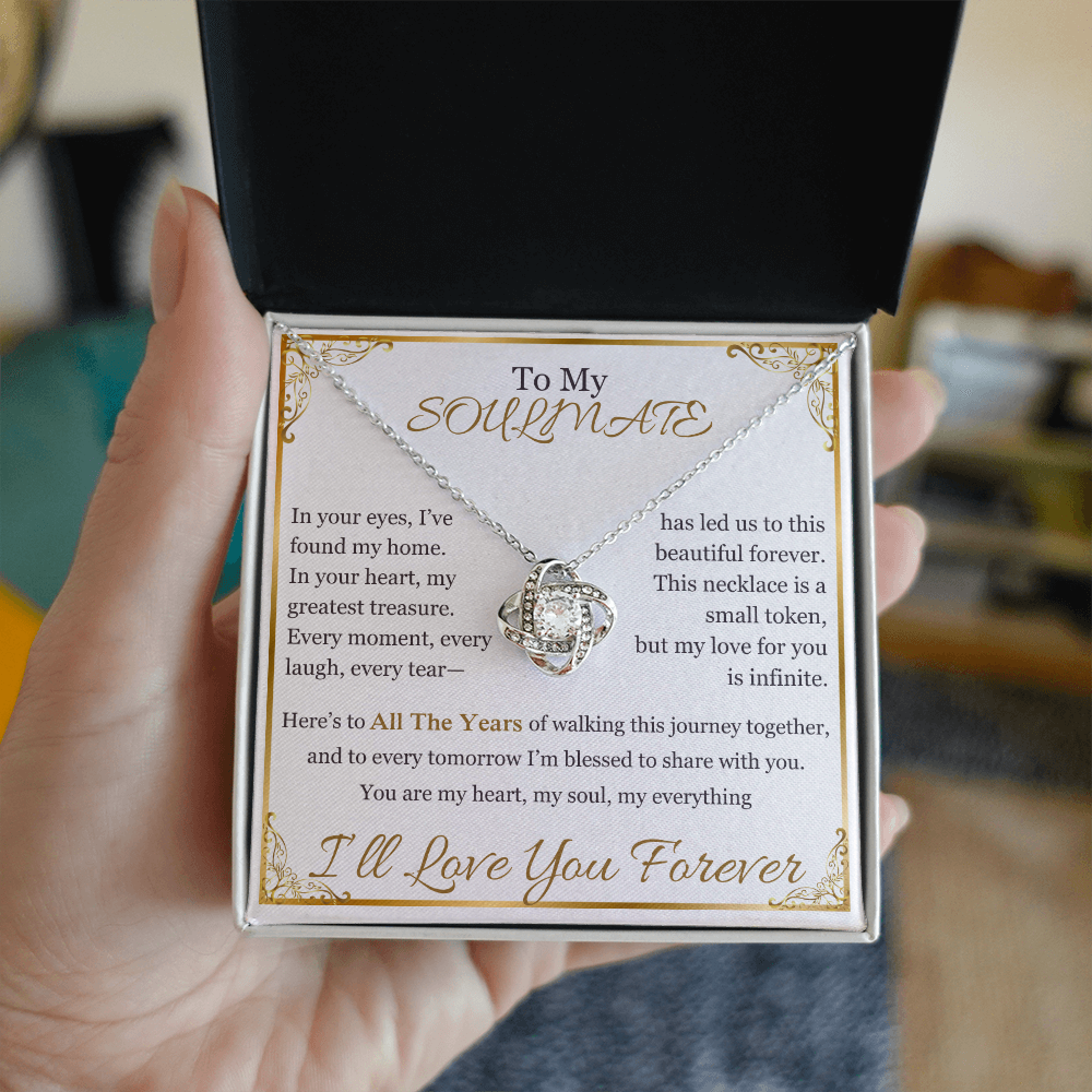 "To My Soulmate" Necklace – Elegant Cushion-Cut Pendant with Heartfelt Message LKN