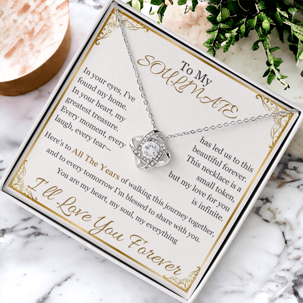 "To My Soulmate" Necklace – Elegant Cushion-Cut Pendant with Heartfelt Message LKN