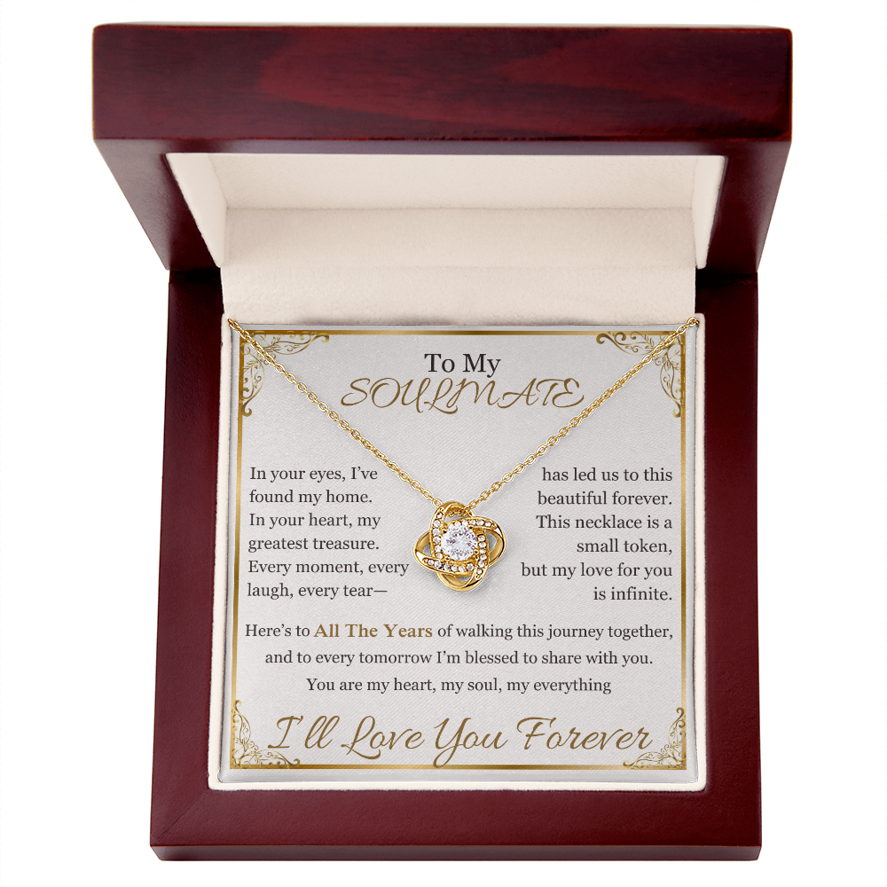 "To My Soulmate" Necklace – Elegant Cushion-Cut Pendant with Heartfelt Message LKN