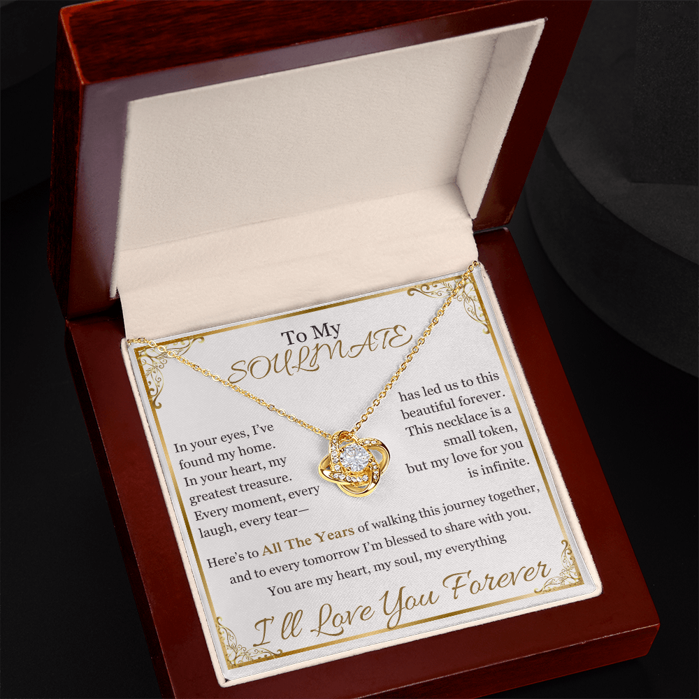 "To My Soulmate" Necklace – Elegant Cushion-Cut Pendant with Heartfelt Message LKN