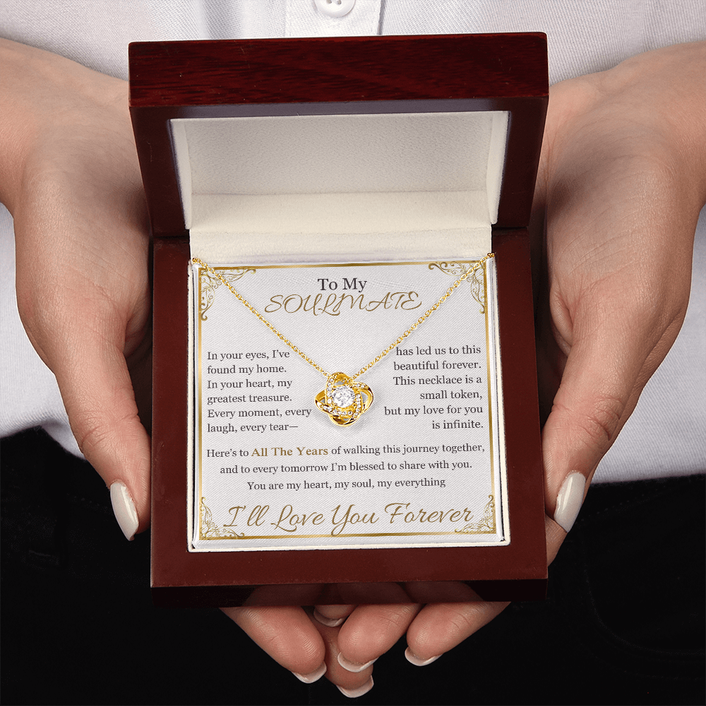"To My Soulmate" Necklace – Elegant Cushion-Cut Pendant with Heartfelt Message LKN