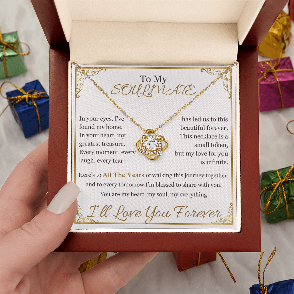 "To My Soulmate" Necklace – Elegant Cushion-Cut Pendant with Heartfelt Message LKN