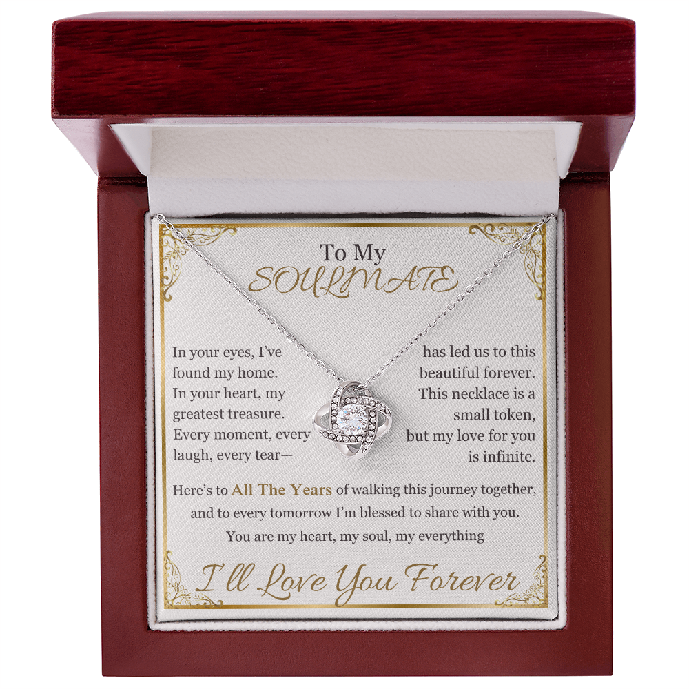 "To My Soulmate" Necklace – Elegant Cushion-Cut Pendant with Heartfelt Message LKN