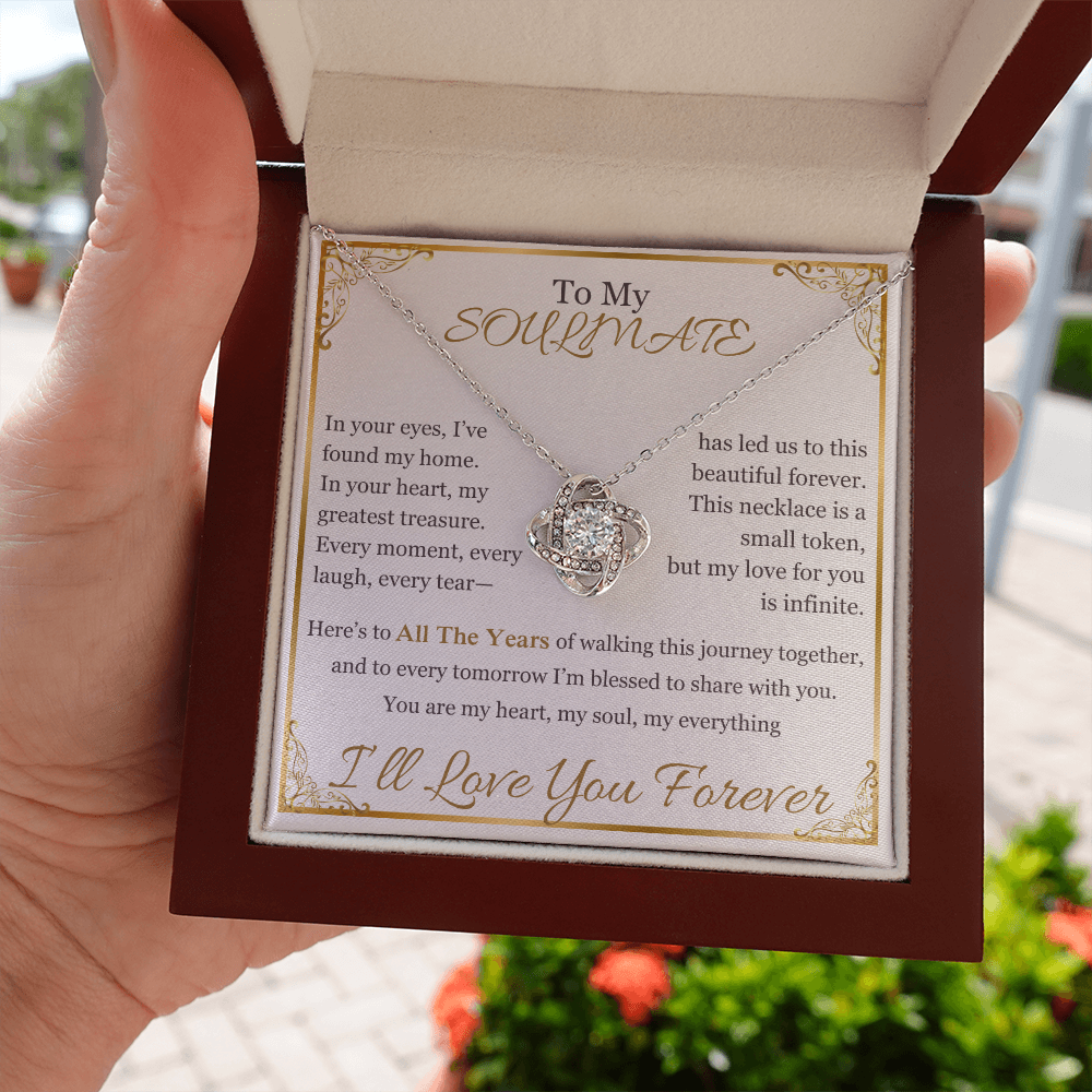 "To My Soulmate" Necklace – Elegant Cushion-Cut Pendant with Heartfelt Message LKN