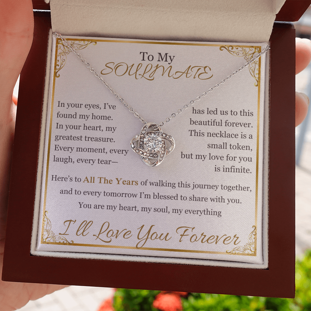 "To My Soulmate" Necklace – Elegant Cushion-Cut Pendant with Heartfelt Message LKN