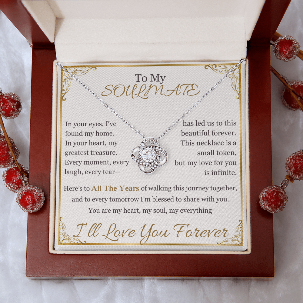 "To My Soulmate" Necklace – Elegant Cushion-Cut Pendant with Heartfelt Message LKN