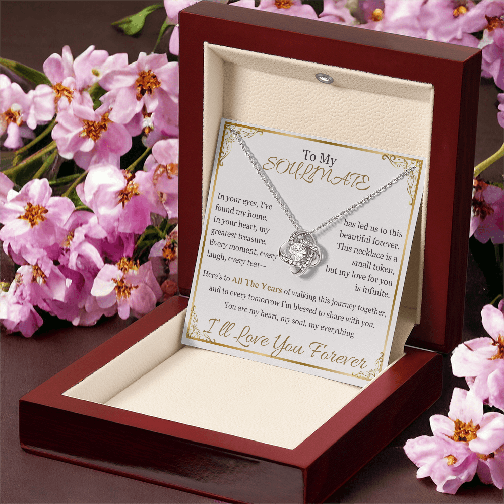 "To My Soulmate" Necklace – Elegant Cushion-Cut Pendant with Heartfelt Message LKN
