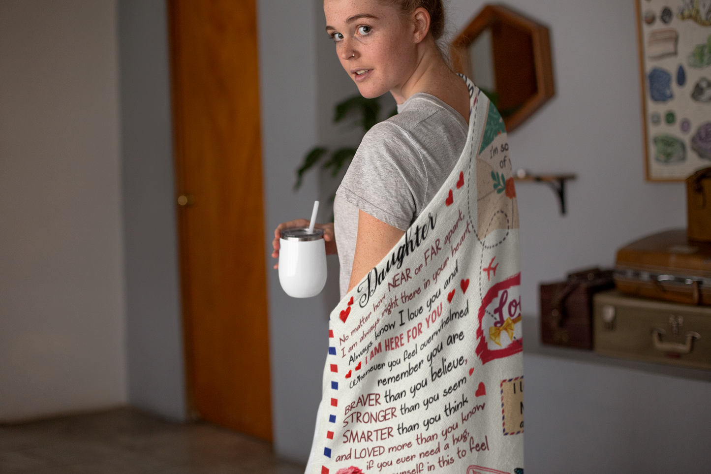 To My Daughter: 'No Matter How Far You Go, I Will Always Be Here for You' Letter-Themed | Sherpa Blanket